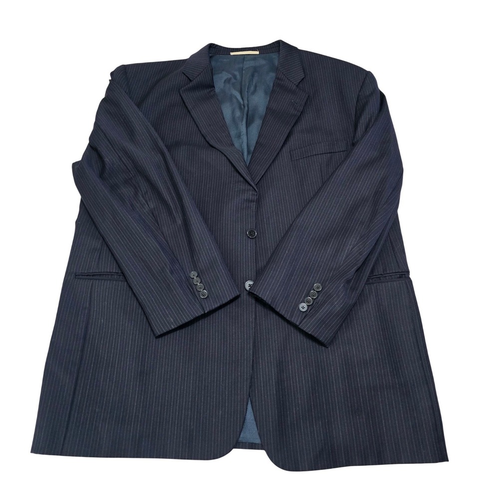 Burberry London Kensington Navy Pinstripe Wool Suit Jacket Blazer Mens 50 Long